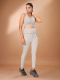 Deep Pocket Co-ord Light Grey Tight Legging For Women