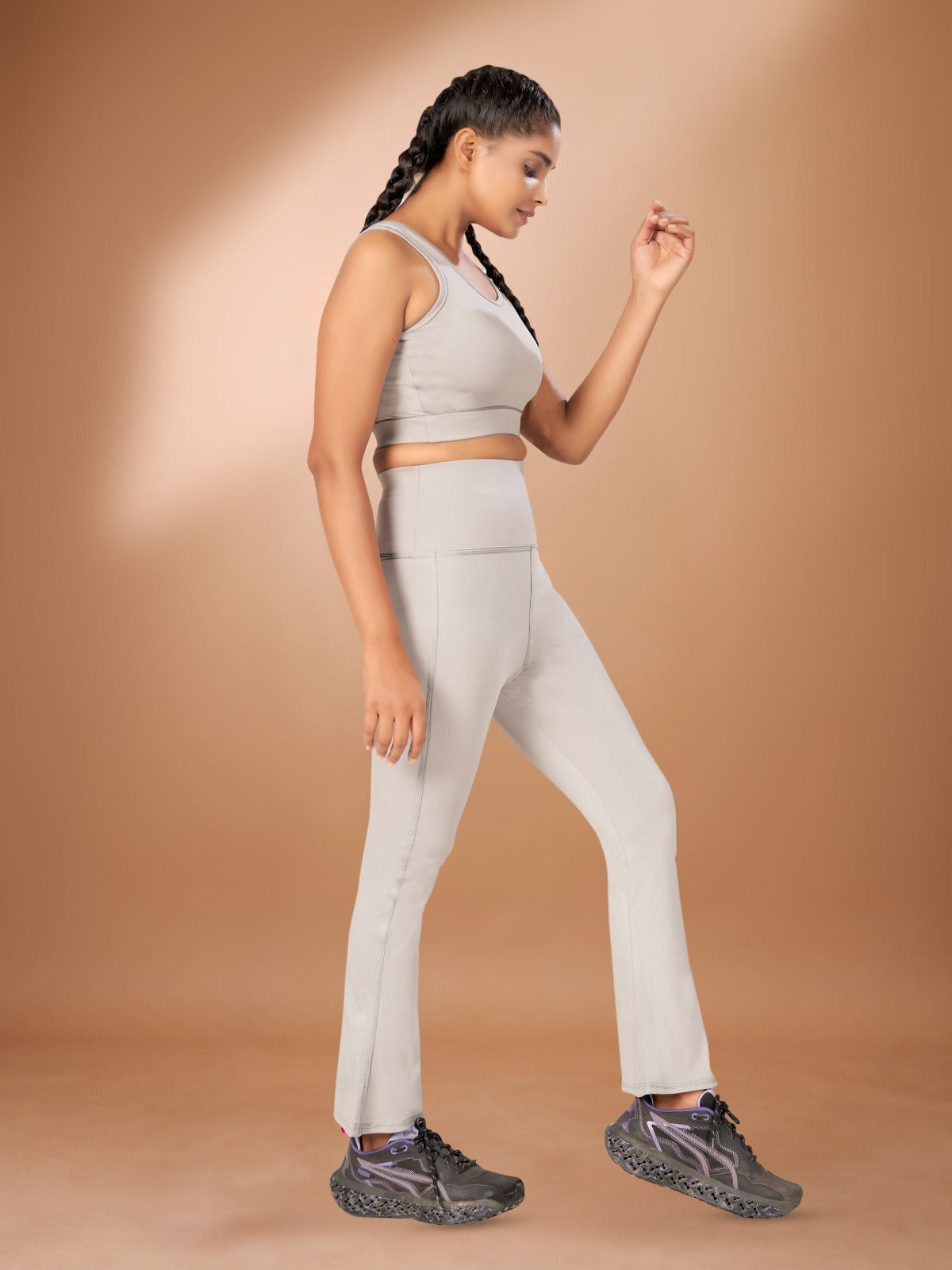 Flare Co-ord Light Grey Tight Legging For Women