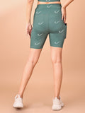 Signature Print Olive Green Tight Short For Women