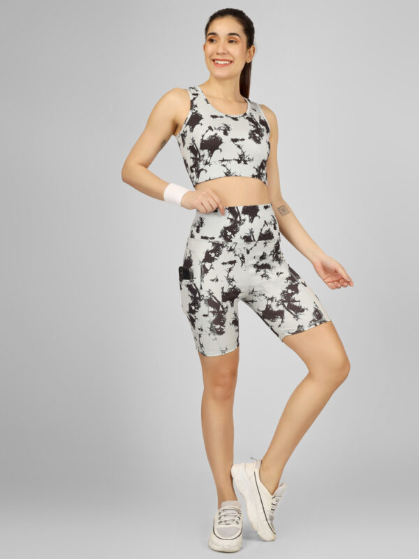 Nakhra Print Matching sports bra and high-waist Short For Women With Side Pocket