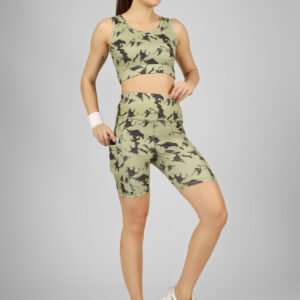 Nakhra Print Matching sports bra and high-waist Short For Women With Side Pocket