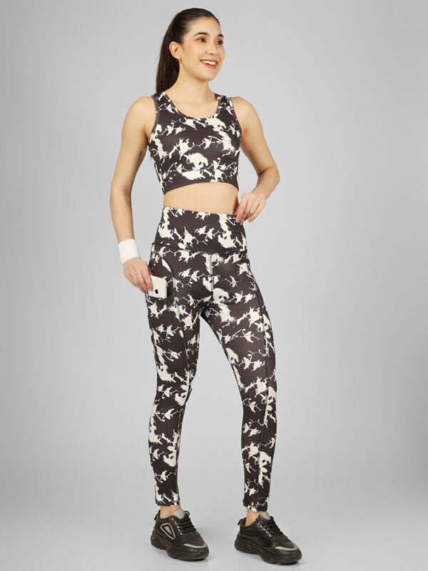 Nakhra Print Matching sports bra and high-waist leggings For Women With Side Pocket