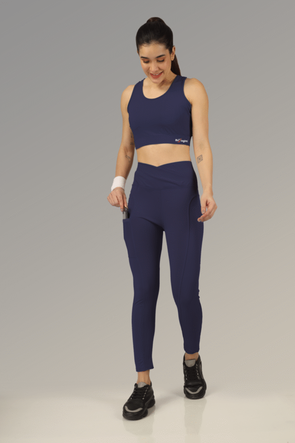 Vibe Fit V-Belt Matching sports bra and high-waist leggings For Women With Side Pocket